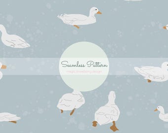 Duck Seamless Pattern, Farm Nursery Wallpaper, Cottagecore Digital Paper