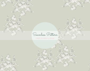 Vintage Floral Seamless Pattern, Cottagecore Neutral Flowers, Soft Botanical Fabric Wallpaper Digital Paper