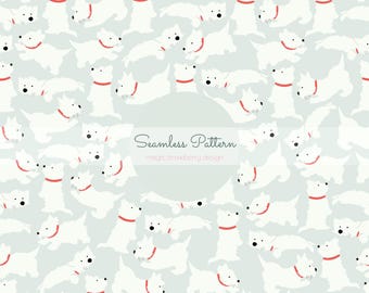 Westie Dog Seamless Pattern • Puppy Print, Nursery Paper (Digital Download)