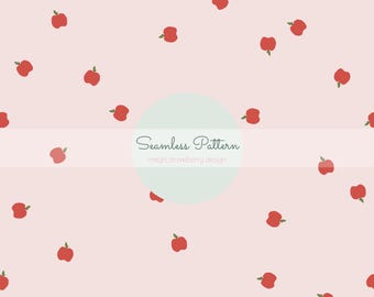Apple Gingham Seamless Pattern, Fall Checkered Digital Paper (PNG, JPG)
