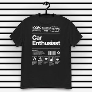 Car Enthusiast Tee: Black and White Cotton Shirt For Car Lovers