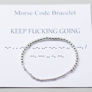 Inspirerende sterlingzilveren morsecodearmband - Keep Going