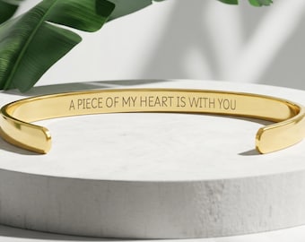 Pulsera con mensaje oculto "Un pedazo de mi corazón está contigo", pulsera de recuerdo, regalo de condolencias, regalo por aborto espontáneo o pérdida de un bebé.