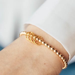 Women&#39;s 40th birthday bracelet, 40th bracelet for her, 40th 14k Gold beaded bracelet, 40th birthday gift for her