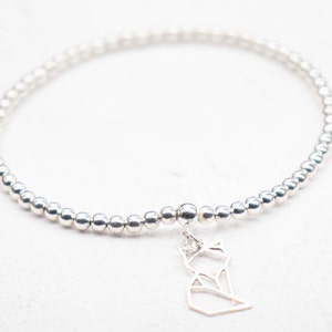 Fox charm sterling silver bracelet
