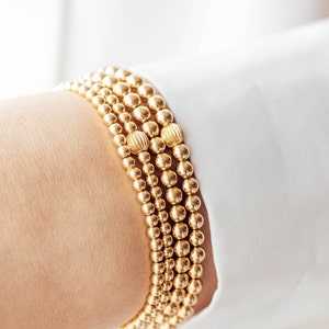 Gold Bead Bracelet, 14k Gold Filled Beaded Bracelet 3 mm  4mm plus decorative bead