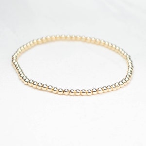 Gold Bead Bracelet 3 mm, 14k Gold Bead Bracelet