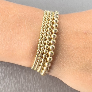 Gold Bead Bracelet 2.5 mm 3 mm 4 mm  5 mm, 14k filled Gold Bead Bracelet, gold bead bracelet set