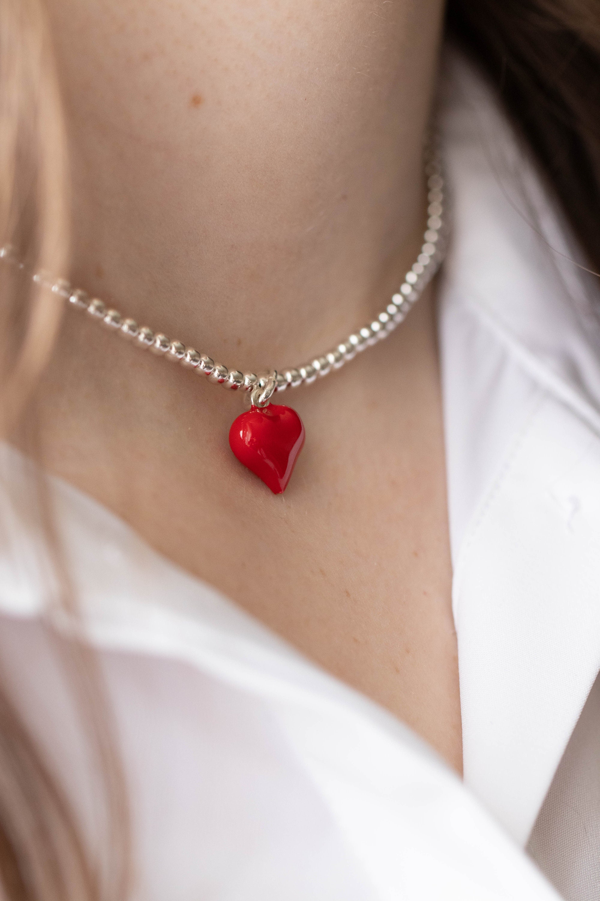 ★SENTIMENTS★ NO.346 [SILVER] NECKLACE Sterling Silver Stretch No Clasp Necklaces Chokers 3mm, Puff