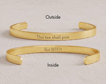 Pulsera "Esto también pasará, pero ¿qué demonios?", joyería con mensaje oculto y cita divertida, regalo sarcástico, pulsera de la amistad, regalo para tu mejor amiga del trabajo.