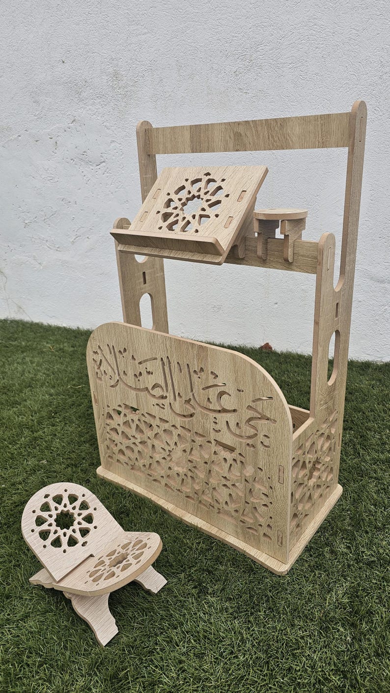 Coin Pri re Islamique En Bois Sculpt Support Et Rangement Pour Le 
