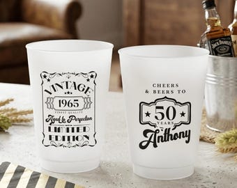 Aged to Perfection Cups, Cheers and Beers Cups, Limited Edition Cups, Vintage Theme Cup, 50th Birthday Cups, Personalized 50th Birthday cups