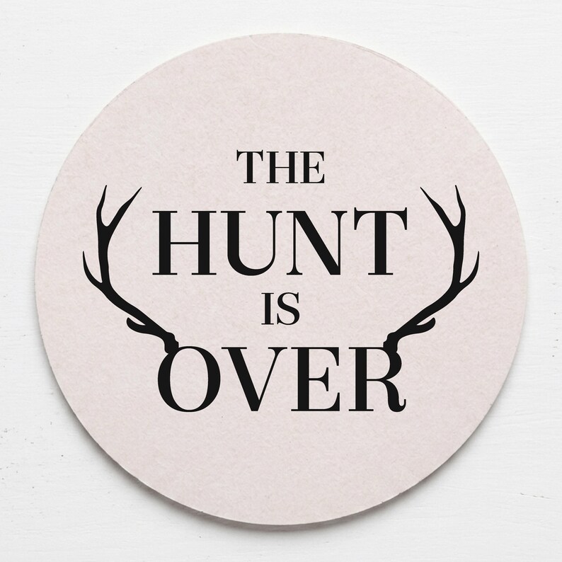 The Hunt Is Over Wedding Coasters Personalized Wedding Favor Coasters Custom 40 Pt Pulpboard Reception Favors image 2