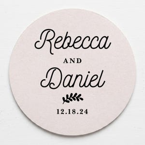 Wedding Favor Coasters Personalized 40 Pt Pulpboard Coasters Custom Reception Drink Coasters image 2