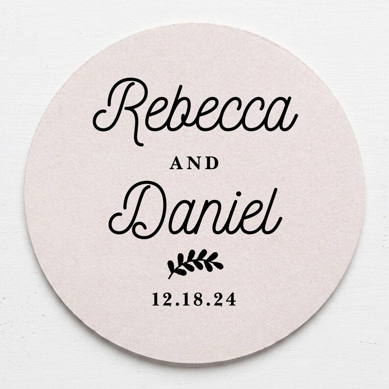 Wedding Favor Coasters Personalized 40 Pt Pulpboard Coasters Custom Reception Drink Coasters image 2