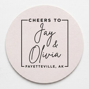 Personalized Wedding Reception Coasters Custom 40 Pt Pulpboard Wedding Drink Favors And Decor image 6