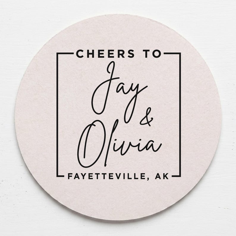 Personalized Wedding Reception Coasters Custom 40 Pt Pulpboard Wedding Drink Favors And Decor image 6