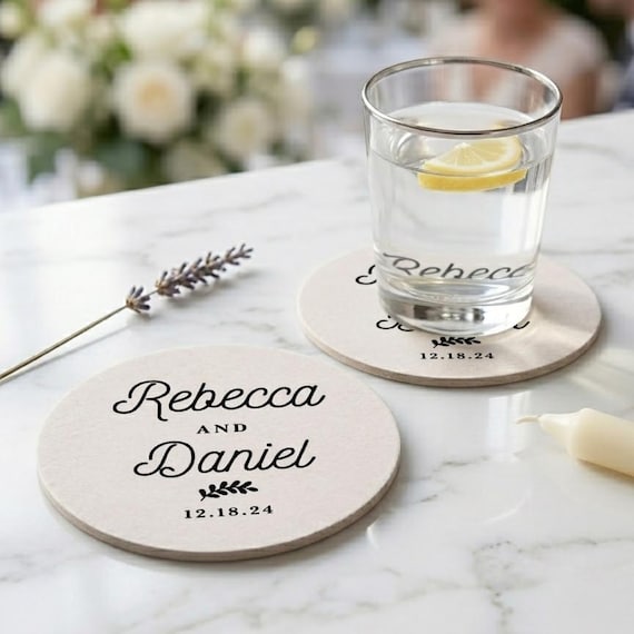 Wedding Favor Coasters Personalized 40 Pt Pulpboard Coasters Custom Reception Drink Coasters