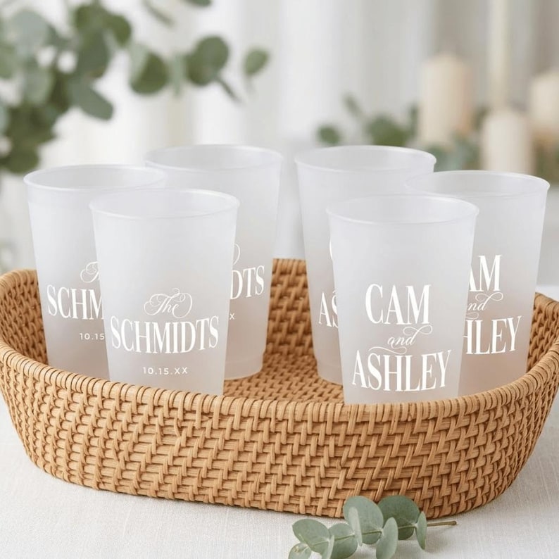 Custom Frosted Wedding Cups, Cheers Mr and Mrs, Personalized Party Favors, Reusable Drinkware image 5