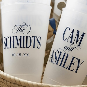 Custom Frosted Wedding Cups, Cheers Mr and Mrs, Personalized Party Favors, Reusable Drinkware image 3