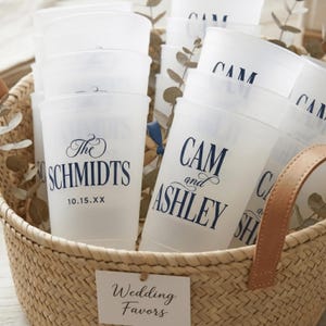 Custom Frosted Wedding Cups, Cheers Mr and Mrs, Personalized Party Favors, Reusable Drinkware image 2