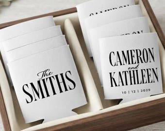 Custom Wedding Can Coolers Personalized Wedding Favor Beverage Holder Reception Drink Sleeve Bridal Shower Party Gift