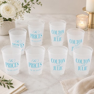 Custom Frosted Wedding Cups, Cheers Mr and Mrs, Personalized Party Favors, Reusable Drinkware image 11