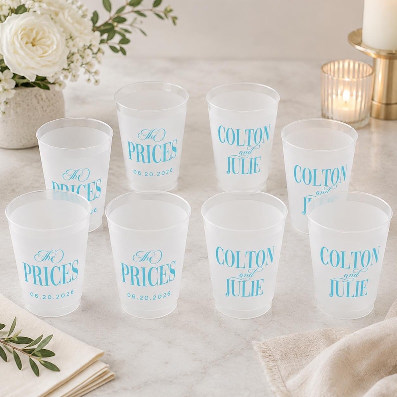 Custom Frosted Wedding Cups, Cheers Mr and Mrs, Personalized Party Favors, Reusable Drinkware image 11