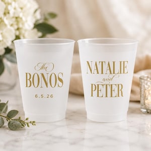 Custom Frosted Wedding Cups, Cheers Mr and Mrs, Personalized Party Favors, Reusable Drinkware image 15