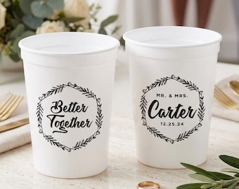 Wedding Party Cups, Custom Plastic Stadium Cups, Personalized Wedding Keepsakes, Personalized Wedding Cups, Custom Wedding Stadium Cup Favor