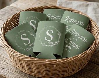 Personalized Wedding Can Coolie Favors, Custom Wedding Stubby Holders, Custom Wedding Can Coolers, Personalized Beer Huggers Wedding Favors