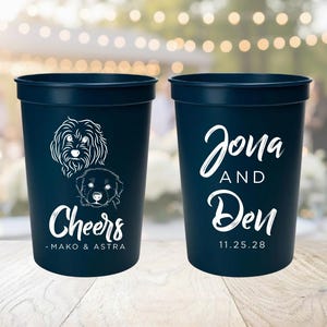Pet Wedding Stadium Cups, Dog Wedding Stadium Cups, Pet Stadium Cups Wedding Favors, Custom Wedding Plastic Cups, Wedding Cup Favors, Cheers