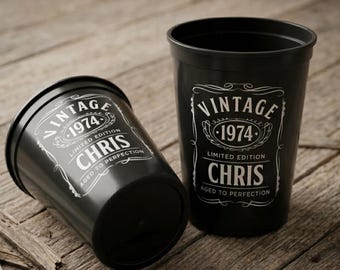 Aged to Perfection Stadium Cups, 50th Birthday Plastic Cups, Vintage Plastic Cup, Limited Edition Stadium Cups, Custom Birthday Plastic Cups