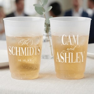 Custom Frosted Wedding Cups, Cheers Mr and Mrs, Personalized Party Favors, Reusable Drinkware image 7