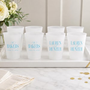 Custom Frosted Wedding Cups, Cheers Mr and Mrs, Personalized Party Favors, Reusable Drinkware image 12