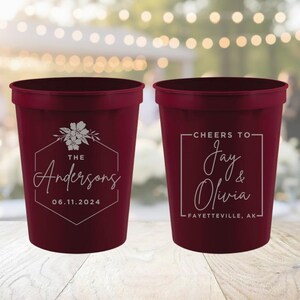 Wedding Favor Cups, Custom Plastic Stadium Cups, Personalized Party Stadium Cups for Weddings, Custom Wedding Drinkware, Custom Cup Favors