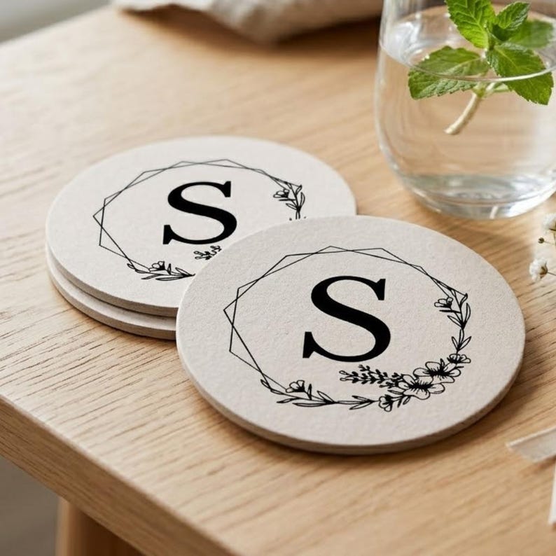 Personalized Wedding Coasters Custom 40 Pt Pulpboard Drink Coasters Wedding Guest Favors Reception Decor image 1
