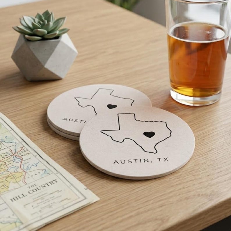 Personalized Wedding Favor Coasters Custom 40 Pt Pulpboard Coasters Reception Bar Decor image 1