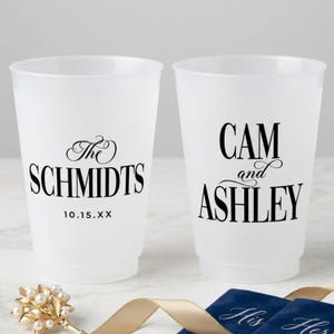 Custom Frosted Wedding Cups, Cheers Mr and Mrs, Personalized Party Favors, Reusable Drinkware image 13