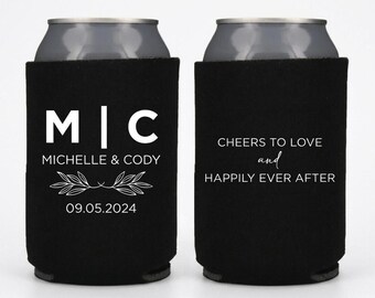 Personalized Wedding Can Coolers, Custom Wedding Drink Holders, Customized Wedding Party Can Sleeves Favors, Wedding Favor Can Cooler Favors