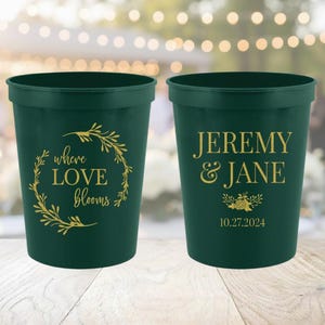 Custom Wedding Cups, Personalized Wedding Stadium Cups, Reusable Plastic Stadium Cup Wedding Favors, Customized Wedding Stadium Cups Favors