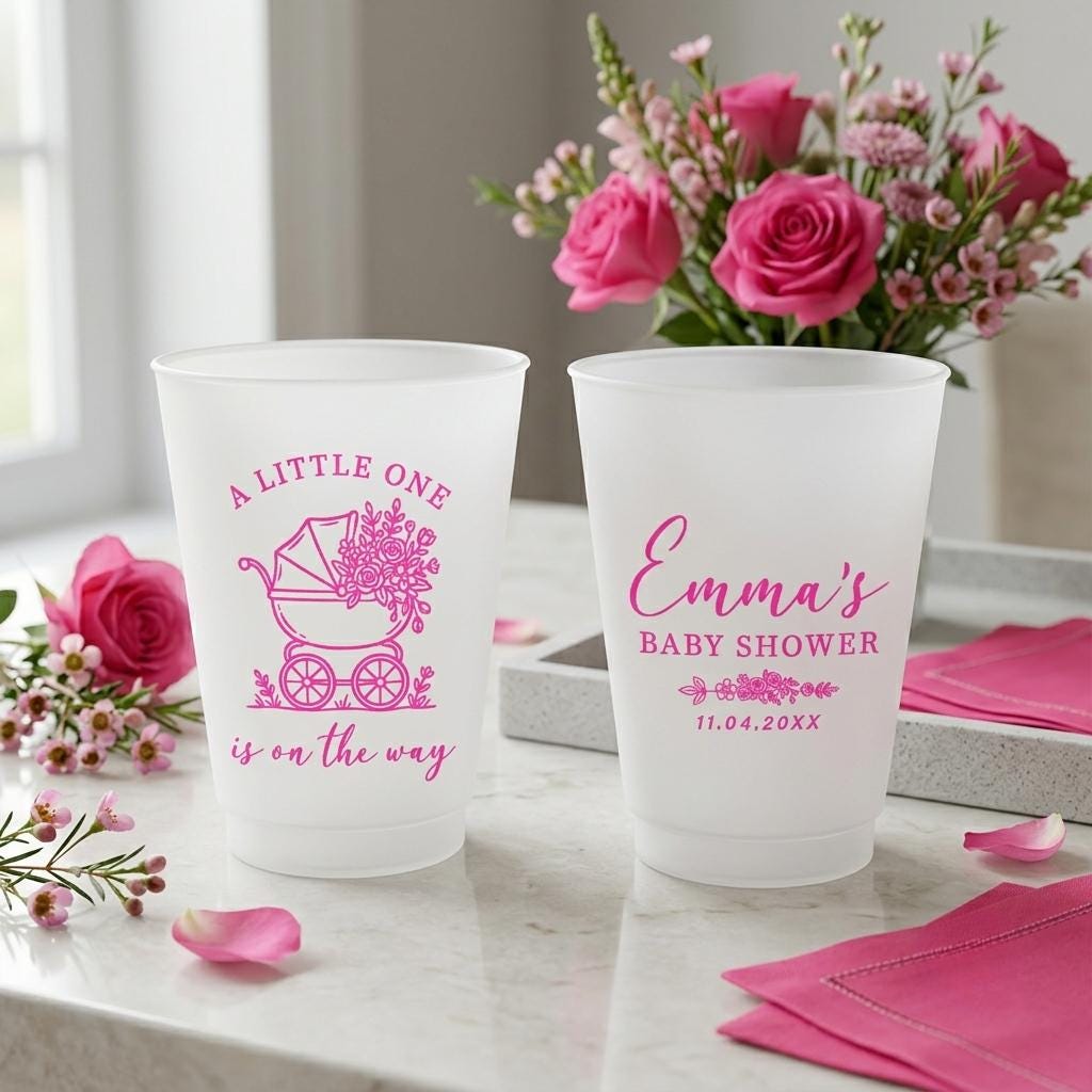 One Way Cups A Little One is on the Way Frosted Cups, Personalized Baby Shower Cups ...
