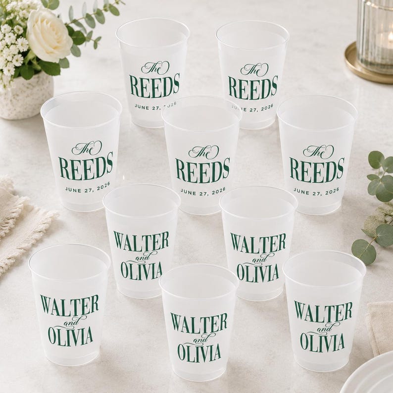 Custom Frosted Wedding Cups, Cheers Mr and Mrs, Personalized Party Favors, Reusable Drinkware image 16