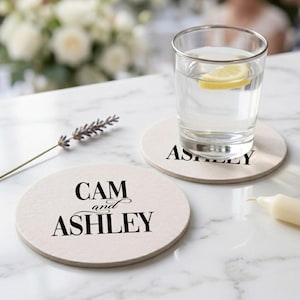 Custom Wedding Coasters Personalized 40 Pt Pulpboard Coasters Wedding Favors Reception Drink Coasters image 1