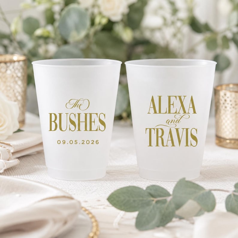 Custom Frosted Wedding Cups, Cheers Mr and Mrs, Personalized Party Favors, Reusable Drinkware image 9