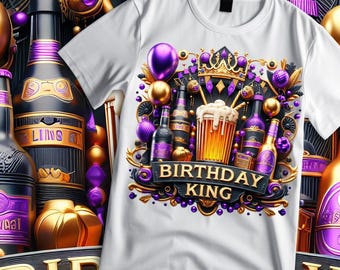 Birthday King Shirt Design: High-Resolution DTF PNG File (Instant Download)