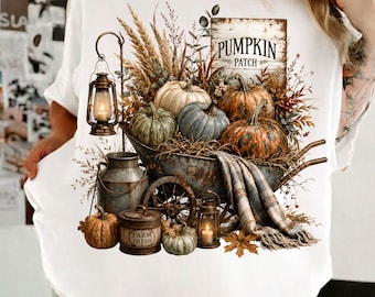Western Pumpkin Patch PNG, Rustic Fall Harvest PNG, Boho Farmhouse Autumn Decor Design, Cozy Thanksgiving Sublimation Download