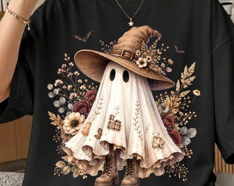 Cowgirl-Geist (PNG), Western-Halloween-Sublimationsdesign, florales Boho-Geist-Clipart, Grafik für gruselige T-Shirts, digitaler Download