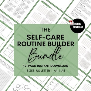 Self-Care Routine Builder Bundle, Self-Care Printables, Self-Care Templates, Self-Care Worksheets, Self-Care Planner | INSTANT DOWNLOAD