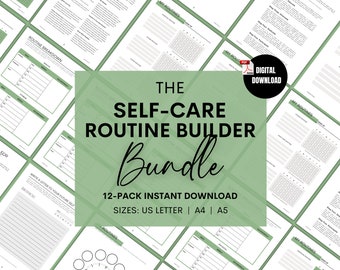 Self-Care Routine Builder Bundle, Self-Care Printables, Self-Care Templates, Self-Care Worksheets, Self-Care Planner | INSTANT DOWNLOAD
